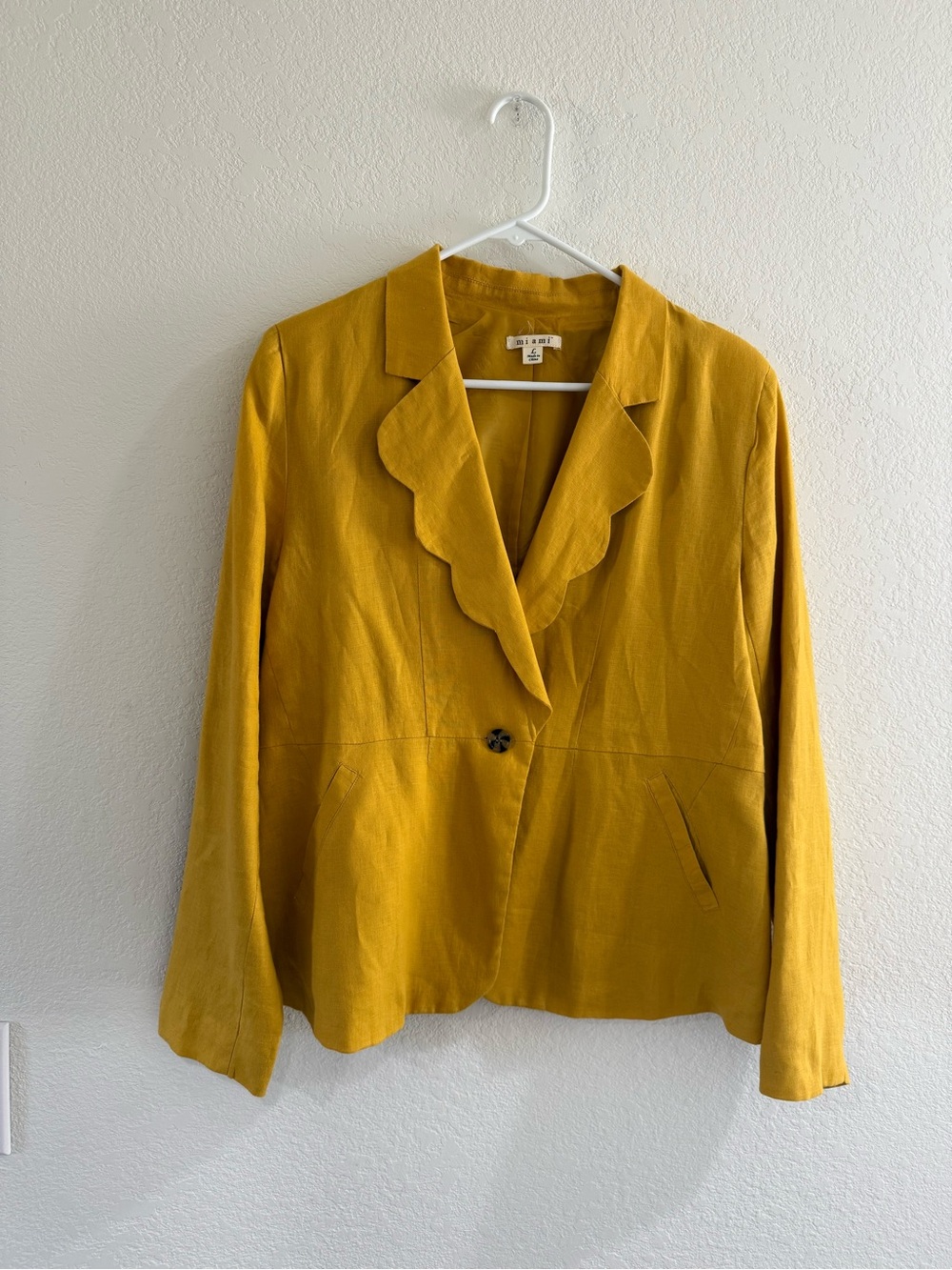 miami Mustard Yellow Scalloped Lapel Blazer